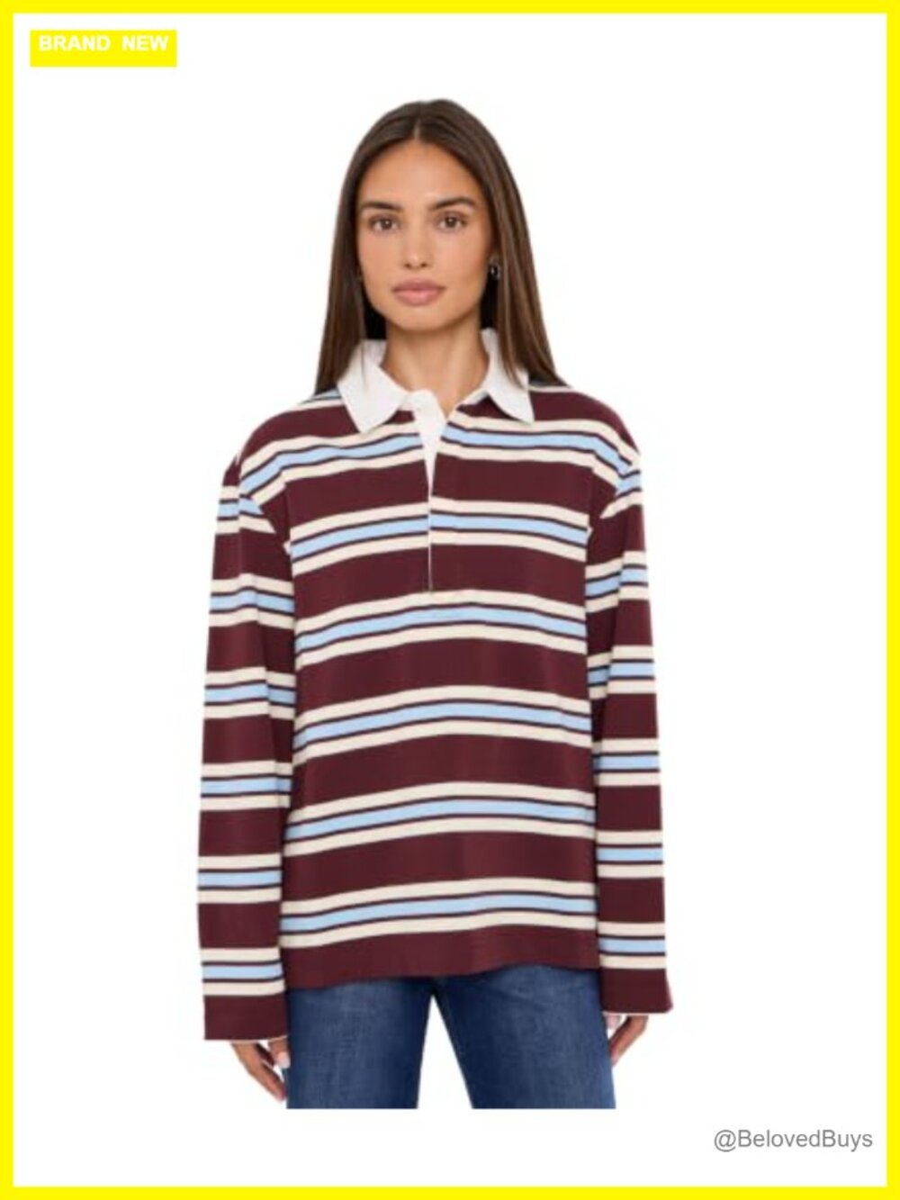 JOE'S JEANS The Dylan Oversized Rugby Shirt Long Sleeve Pullover
